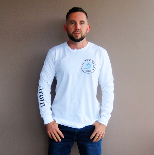 Mens Long Sleeve Tee Wave Design