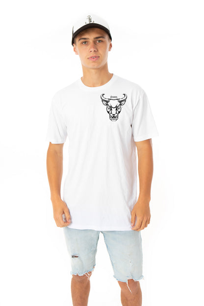 Kids Tee Black and White Bull Design