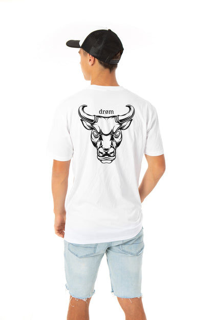 Kids Tee Black and White Bull Design