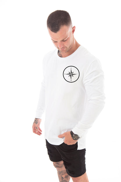 Mens Long Sleeve Tee Compass Design