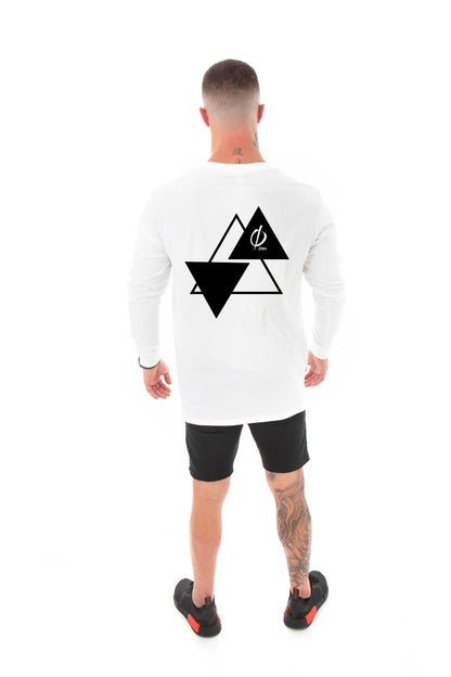 Mens Long Sleeve Tee Triple Triangle Design