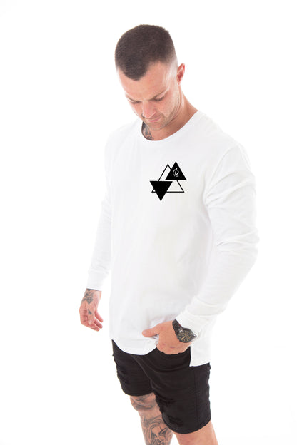 Mens Long Sleeve Tee Triple Triangle Design